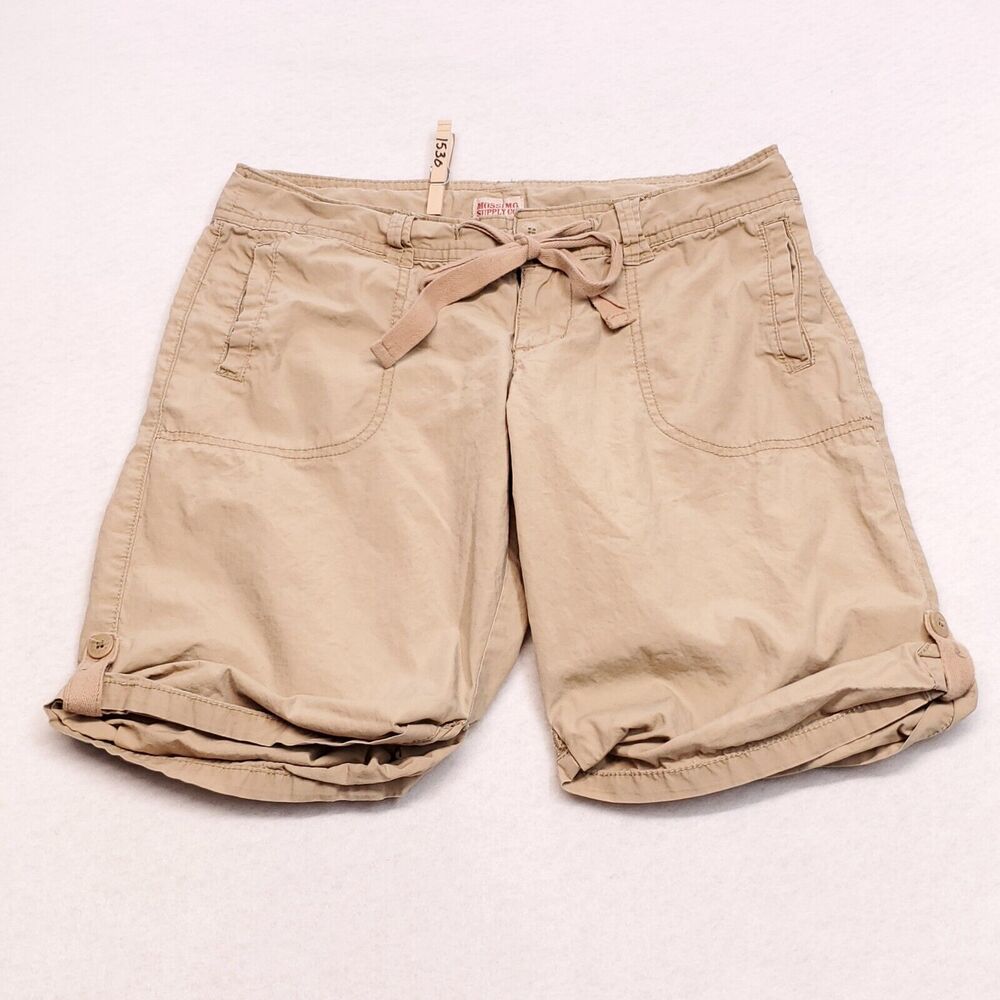 Mossimo Supply Co Button Zip Casual Chino Short Shorts Womens Size 7 Beige - Picture 2 of 8